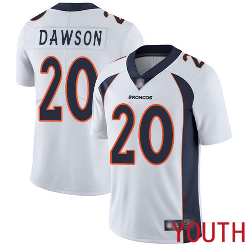 Youth Denver Broncos 20 Duke Dawson White Vapor Untouchable Limited Player Football NFL Jersey